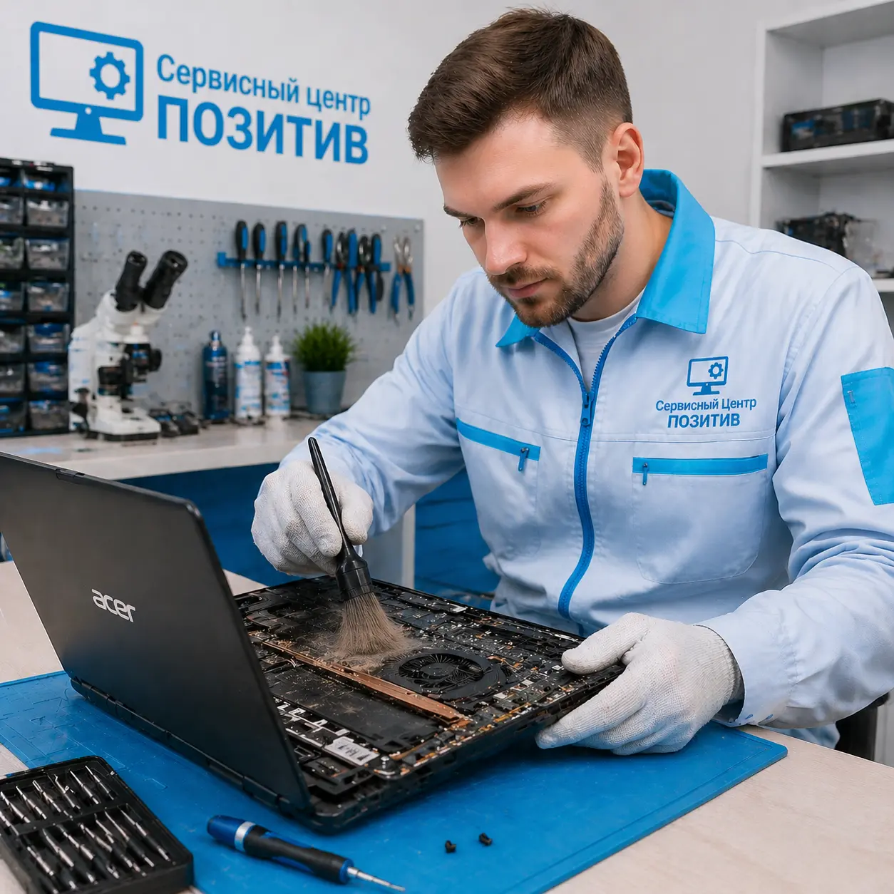 Чистка ноутбука Acer от пыли в Кронштадте | Замена термопасты